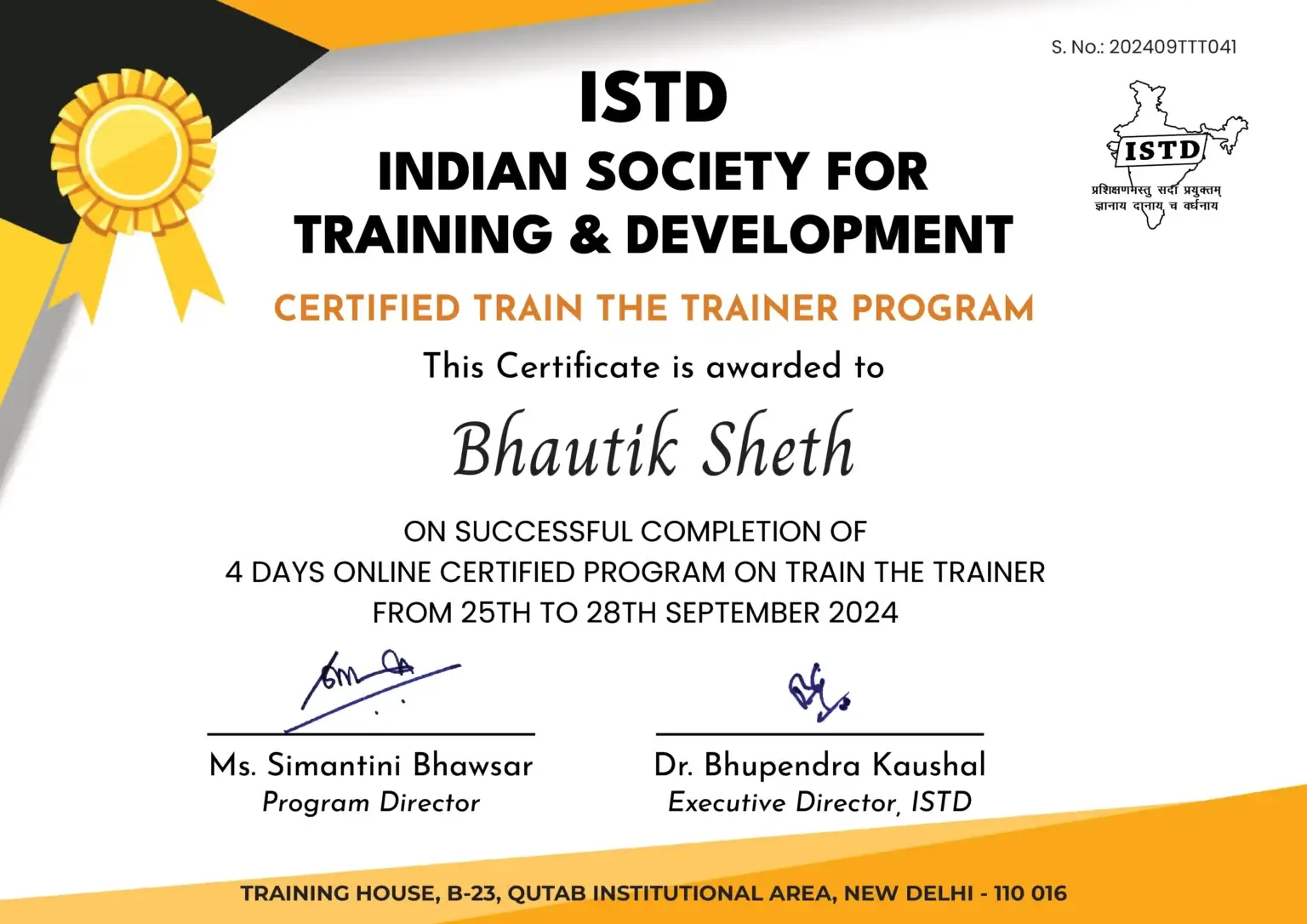 ISTD TTT Bhautik Sheth