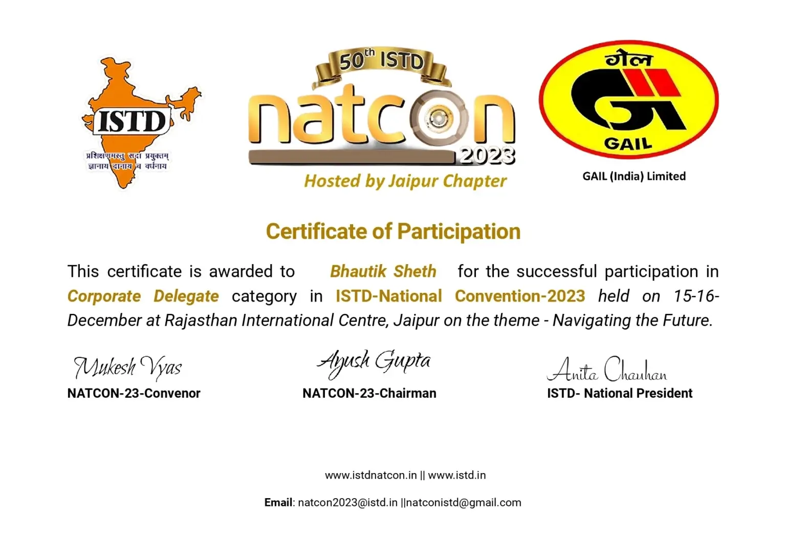 ISTD NATCON 2023 Bhautik Sheth